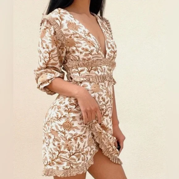 Cleobella Victoria Mini Dress / Tan / Size XL - Picture 5 of 11